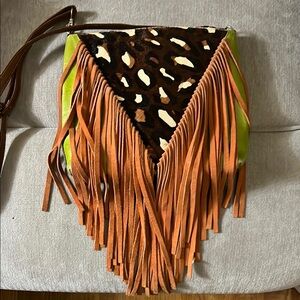 Leopard Print and Fringe Women's Bag